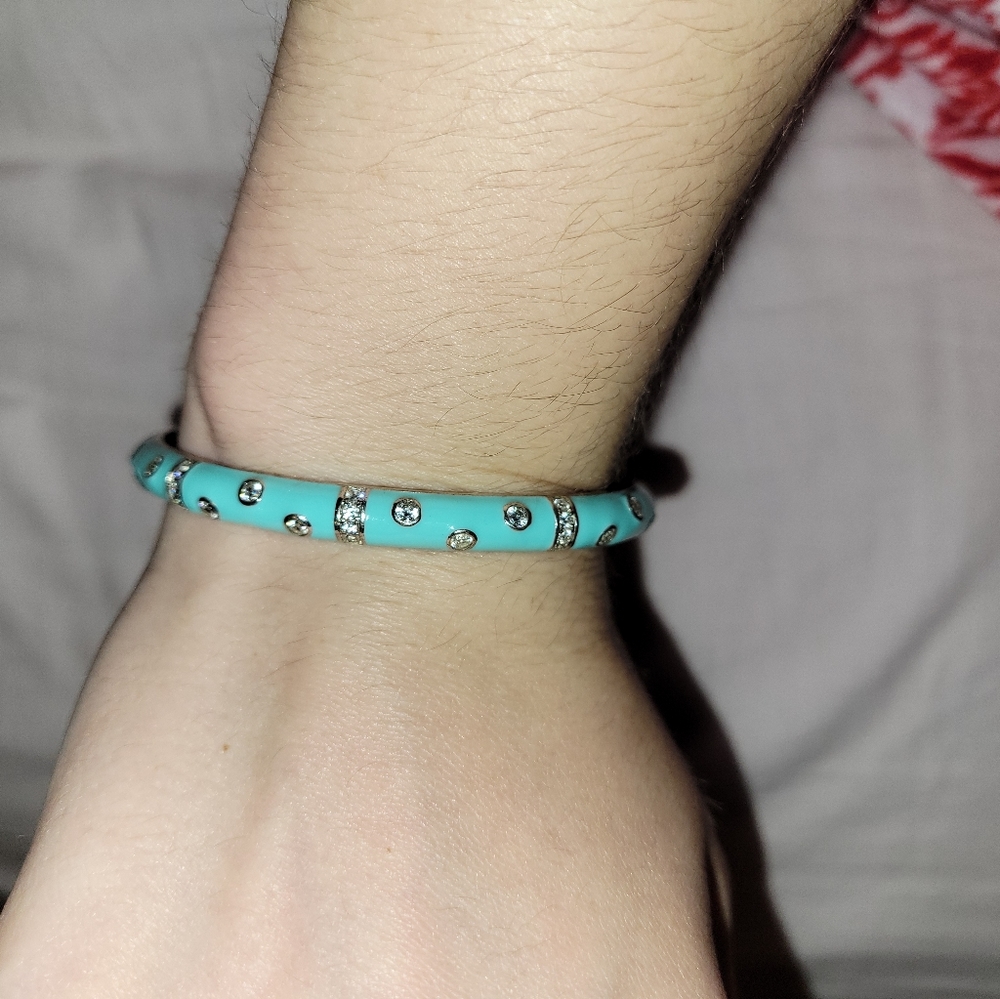 Honora Aqua blue bangle bracelet with embellishments.